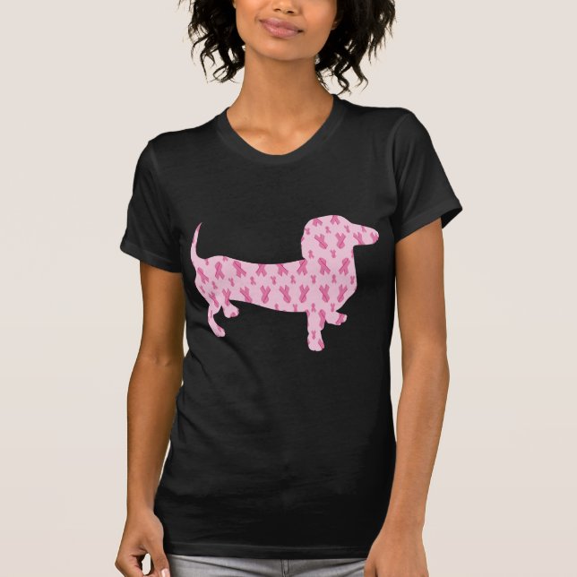 T-shirt Dachshund de sensibilisation au cancer du sein (Devant)
