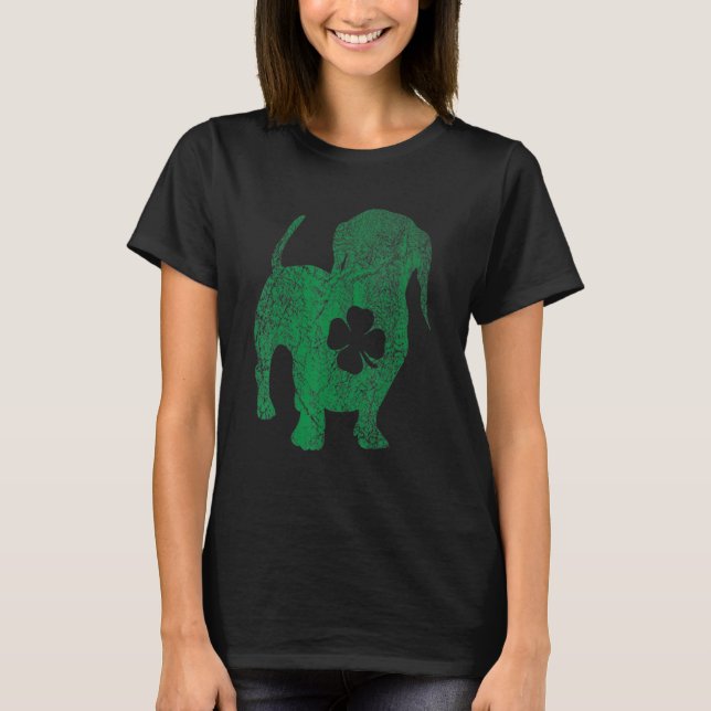 T-shirt Dachshund Dog Shamrock St Patrick's Day Saint Padd (Devant)