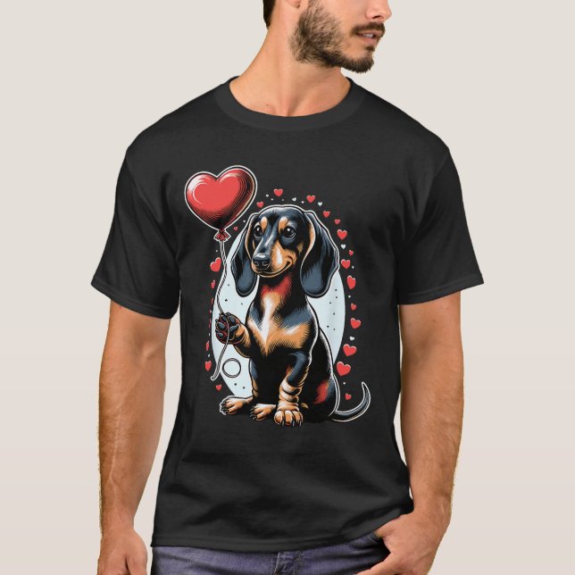 T-shirt Dachshund Dog Valentine's Day Dog Owner Valentine  (Devant)