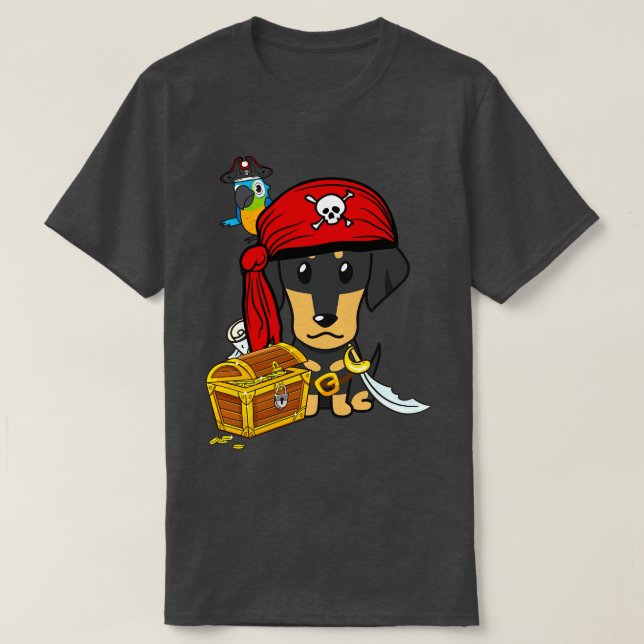 T-shirt Dachshund drôle est un pirate (Design devant)