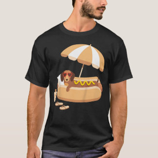 T-shirt Dachshund Drôle Hotdog Été-Plage Wiener Chien
