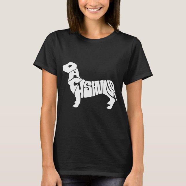 T-shirt Dachshund Funny Text Dog Tygraphy T Shirt  (Devant)