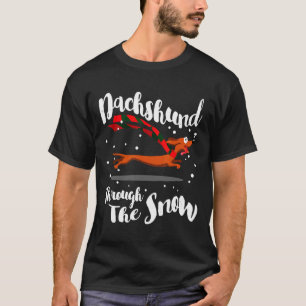 T-shirt Dachshund Gif À Travers La Neige