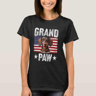 T-shirt Dachshund Grandpa Fête des pères USA Drapeau 4