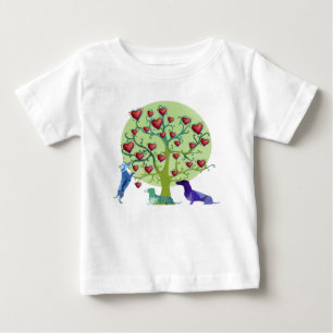T-shirt Dachshund Hearts Garden Art Fine Jersey