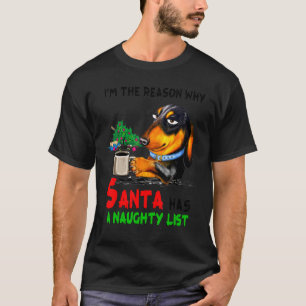 T-shirt Dachshund Je suis la raison pour laquelle Père Noë