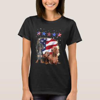 T-shirt Dachshund Joyeux Jour de l'Indépendance américaine