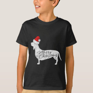T-shirt Dachshund Joyeux Noël I Doxie Père Noël Silhouette