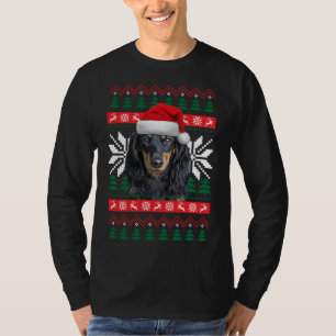 T-shirt Dachshund laide de Noël style de chandail Santa Ha