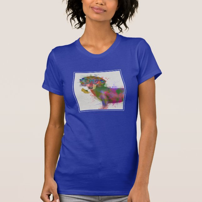 T-shirt Dachshund & Lunettes Rainbow Splash (Devant)