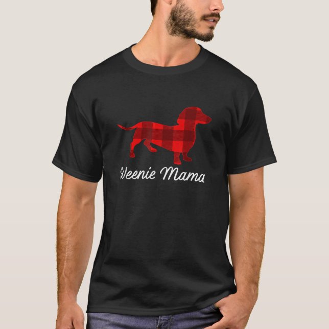 T-shirt Dachshund Mama femmes Weenie Chien Plaid Cadeau T  (Devant)