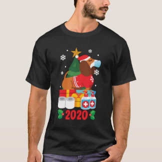 T-shirt Dachshund Masque Visage Funny Pajama De Noël Pour