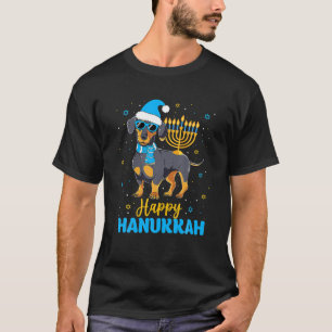 T-shirt Dachshund Menorah juive amusante Hanoukka heureuse