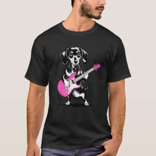 T-shirt Dachshund Mignon Jouant de la Guitare Chien Weenie