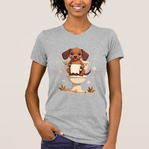T-shirt Dachshund Mignon Vintage aux Toilettes Dessin Anim