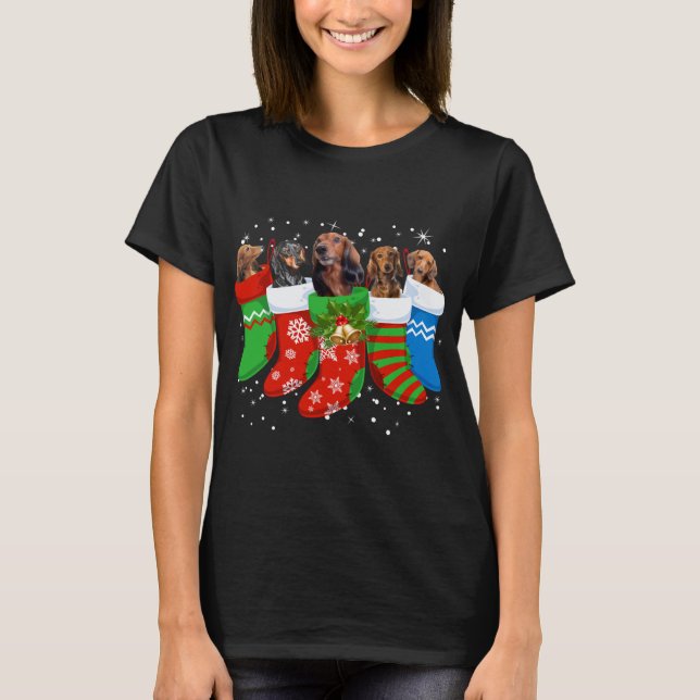T-shirt Dachshund Noël Chien Chaussettes Cute Chaussettes  (Devant)