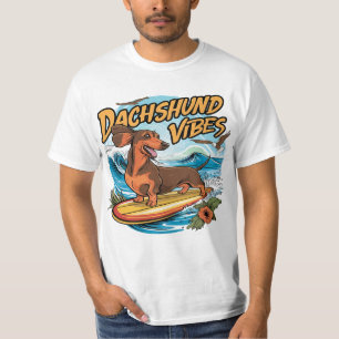 T-shirt Dachshund Riding Surf