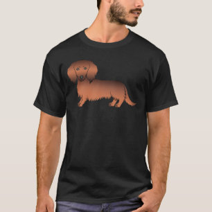 T-shirt Dachshund roux sable à longs poils Chien de dessin