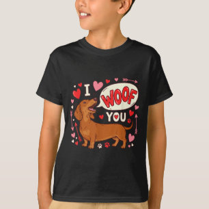 T-shirt Dachshund Saint-Valentin Je Vous Aime Love Wiener