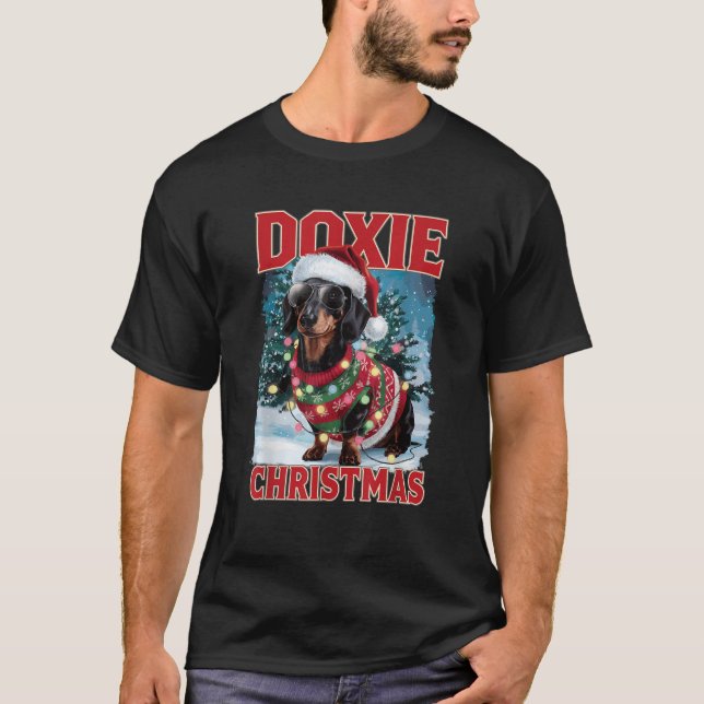T-shirt Dachshund Santa Hat Dog Lover Costume Doxie Christ (Devant)