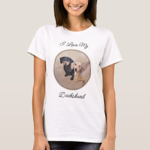 T-shirt Dachshund (Smooth) Peinture - Art Chien original