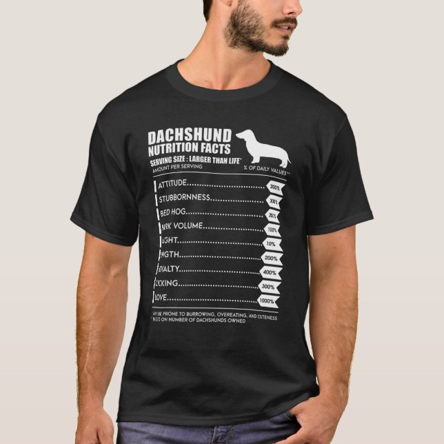 T-shirt Dachshund T - Weiner Dog Nutrition Fiches (Devant)