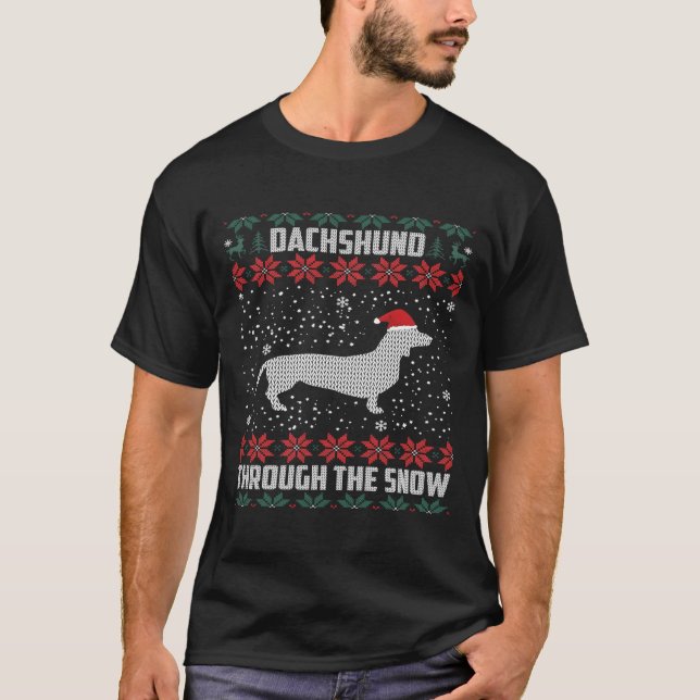 T-shirt Dachshund Through The Snow Ugly (Devant)