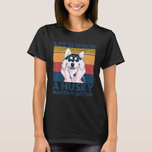T-shirt Dachshund Vintage Améliore La Vie Amateur De Husky
