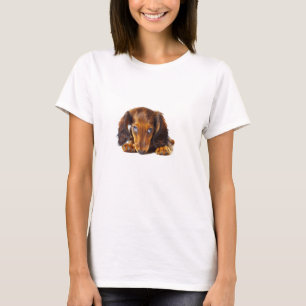 T-shirt Dachshund Weiner Chien Brown Animal Simple