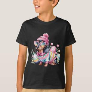 T-shirt Dachshund Weiner Chien Oeufs Floraux Jour de Pâque