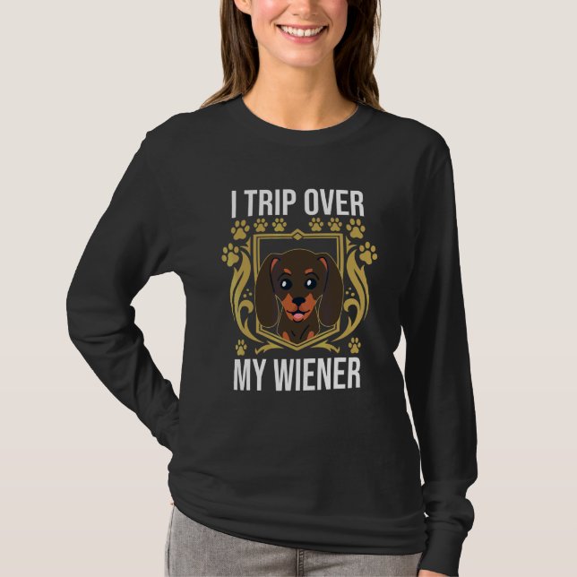 T-shirt Dachshund Weiner Je Voyage Sur Mon Wiener (Devant)