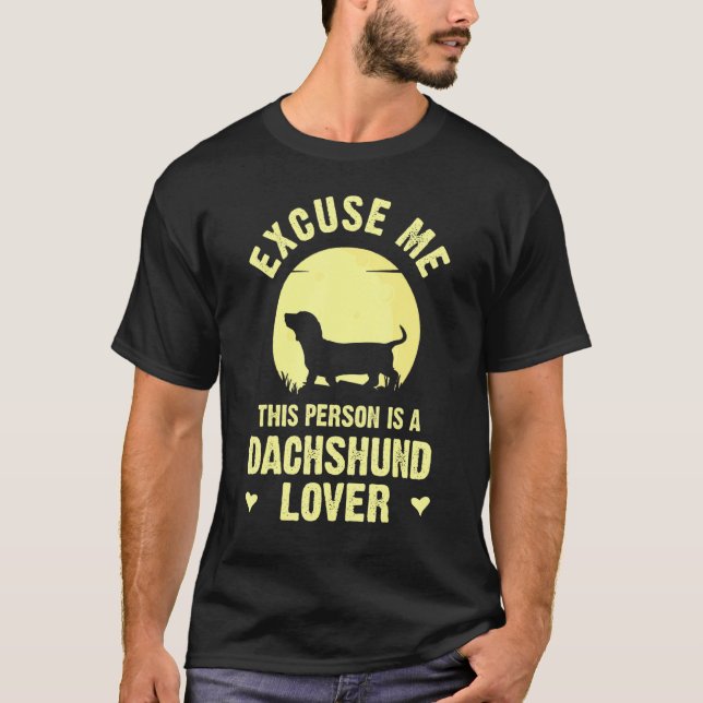 T-shirt Dachshund Wiener Chien Mignonne Thème Avec Silhoue (Devant)
