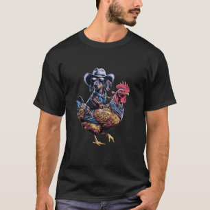 T-shirt Dachshund Wiener cowboy chevauchant un poulet pour