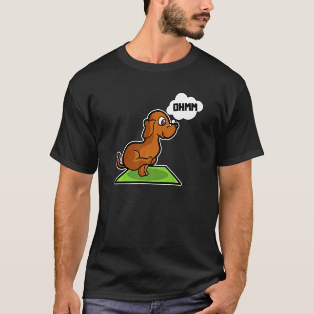 T-shirt Dachshund Yoga Poses Sport Gymnastics Ohmmm Heartb (Devant)