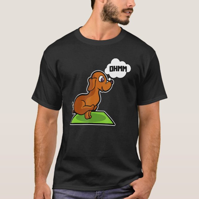 T-shirt Dachshund Yoga Poses Sport Gymnastics Ohmmm Heartb (Devant)
