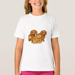 T-shirt Dachshunds de dessin animé en hot dogs