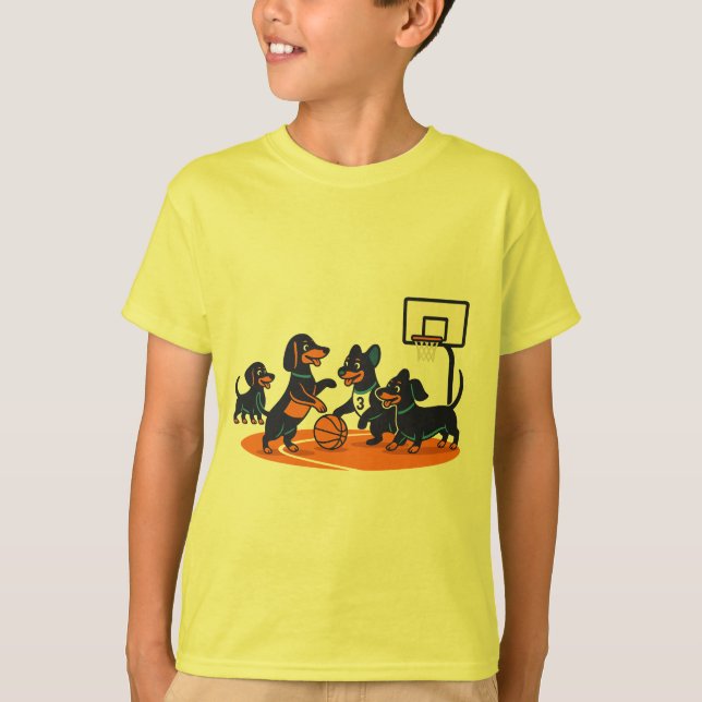 T-shirt Dachshunds playing Basket Ball (Devant)