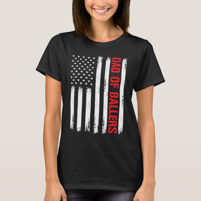 T-shirt Dad Ballers American Flag Volleyball Softball Team (Devant)