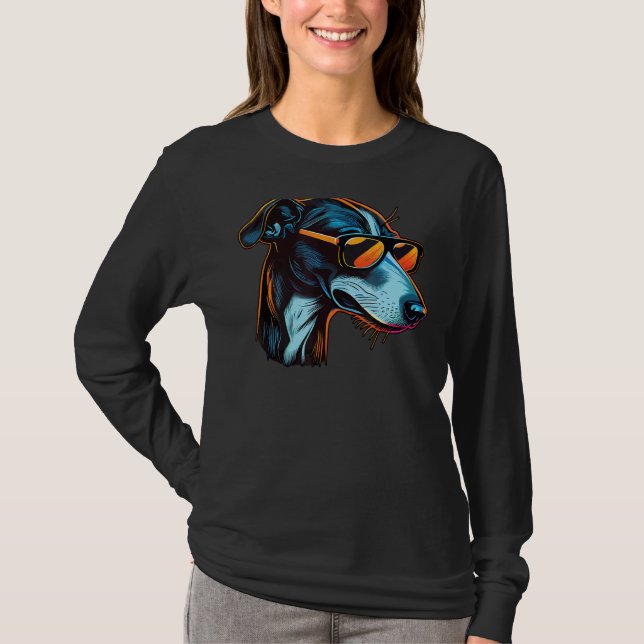 T-shirt Dad Mom Cool Dog Sunglasses  Greyhound (Devant)