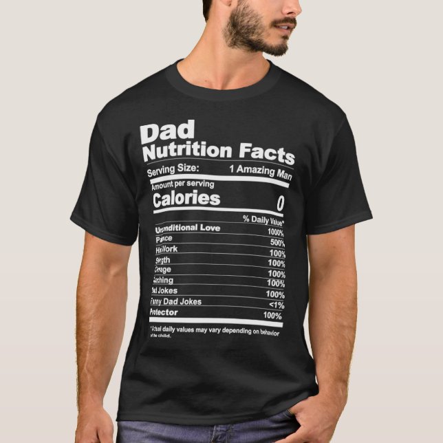 T-shirt Dad Nutrition Facts (Devant)