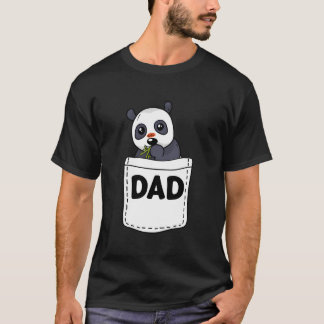 T-shirt Dad Panda Pocket Fathers Day Animal Papa Grandpa