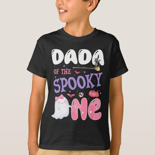 T-shirt Dada Du Éffrayant 1er Anniversaire Halloween rose (Devant)