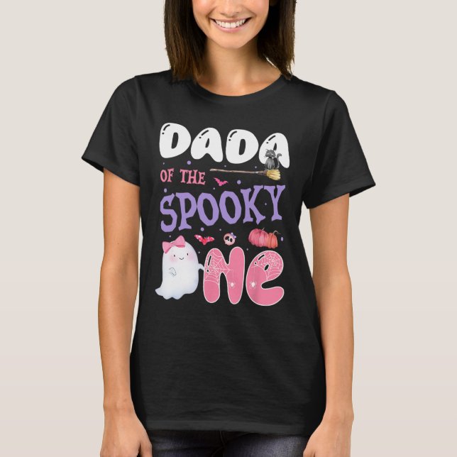 T-shirt Dada Du Éffrayant 1er Anniversaire Halloween rose (Devant)