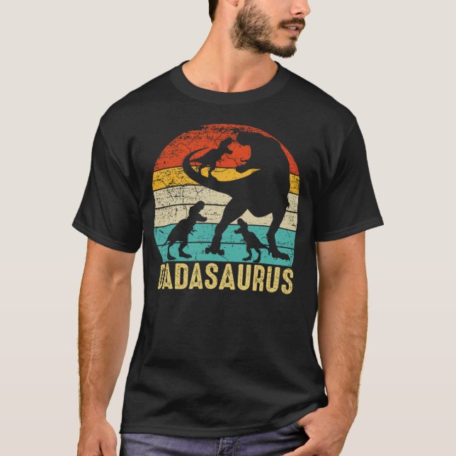 T-shirt Dada saurus T Rex Dada Dinosaur 3 three Kids Fathe (Devant)