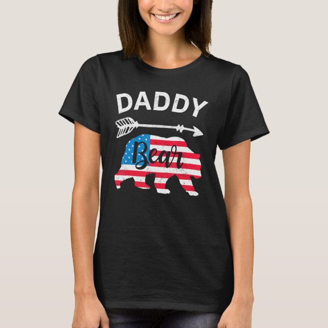 T-shirt Daddy Bear Papa Bear American Flag 4th of July Fat (Devant)