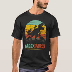 T-shirt Daddy Dinosaur Daddysaurus 4 quatre enfants Pour P
