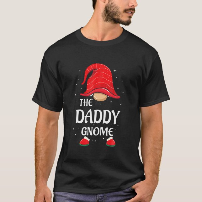 T-shirt Daddy Gnome Buffalo Plaid Matching Family Christma (Devant)