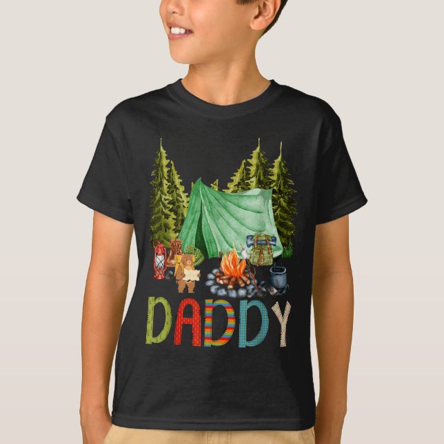 T-shirt Daddy Of The Happy Camper 1st Birthday Bear Camng  (Devant)