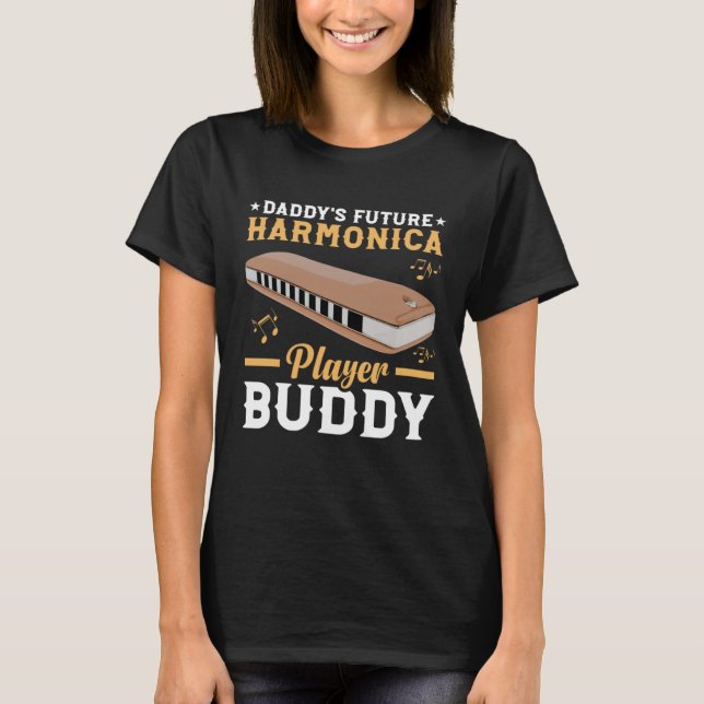 T-shirt Daddy s Future Harmonica Player Harmonica Mouth Or (Devant)