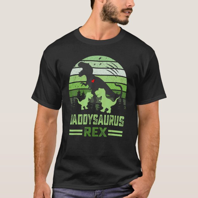 T-shirt Daddysaurus Rex 2 Coucher De Soleil Pour Enfants P (Devant)